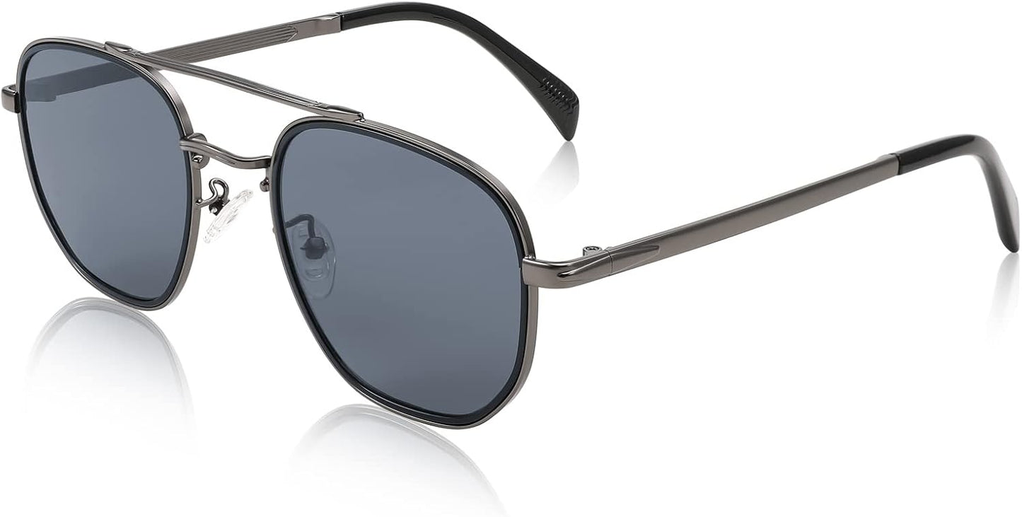 Grey Frame & Grey Lens / 55 Millimeters | B0B5ZRFHCB | FEISEDY Sunglasses Aviator Men Women 70s Sun Glasses Square Frame UV400 Protection B2953