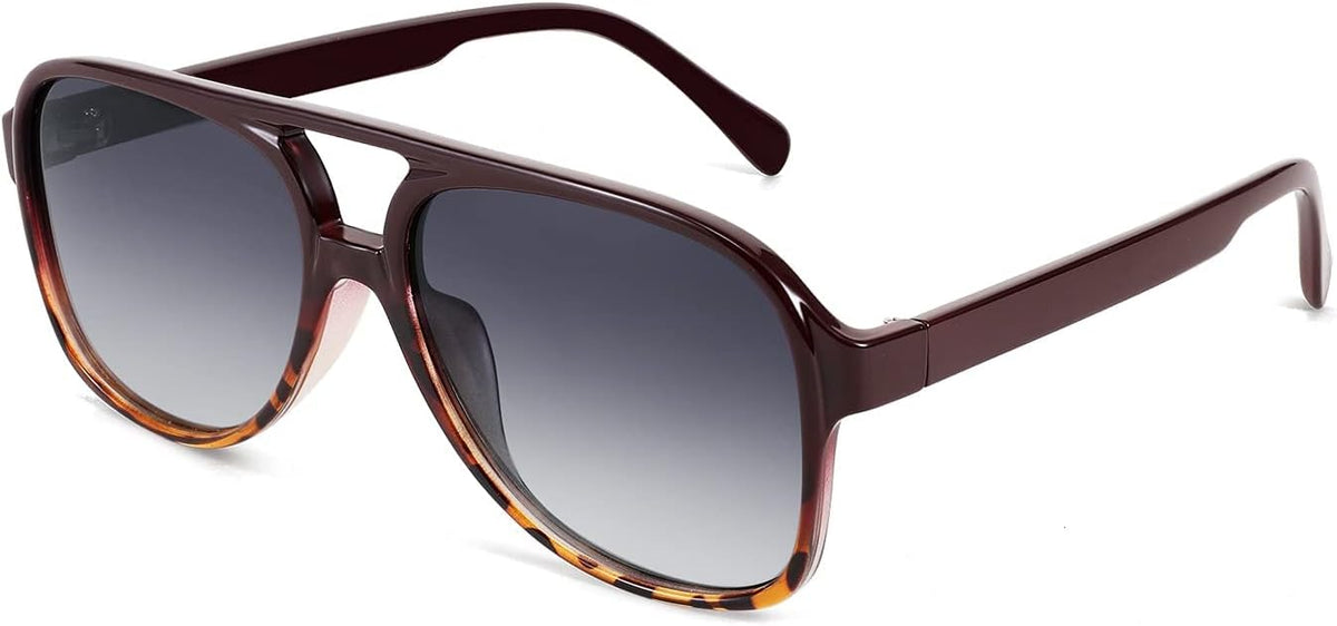 Polarized Red Leopard / 60 Millimeters | B09C26J99N | FEISEDY Vintage Retro 70s Plastic Aviator Sunglasses Women Men Classic Large Squared Frame B2751