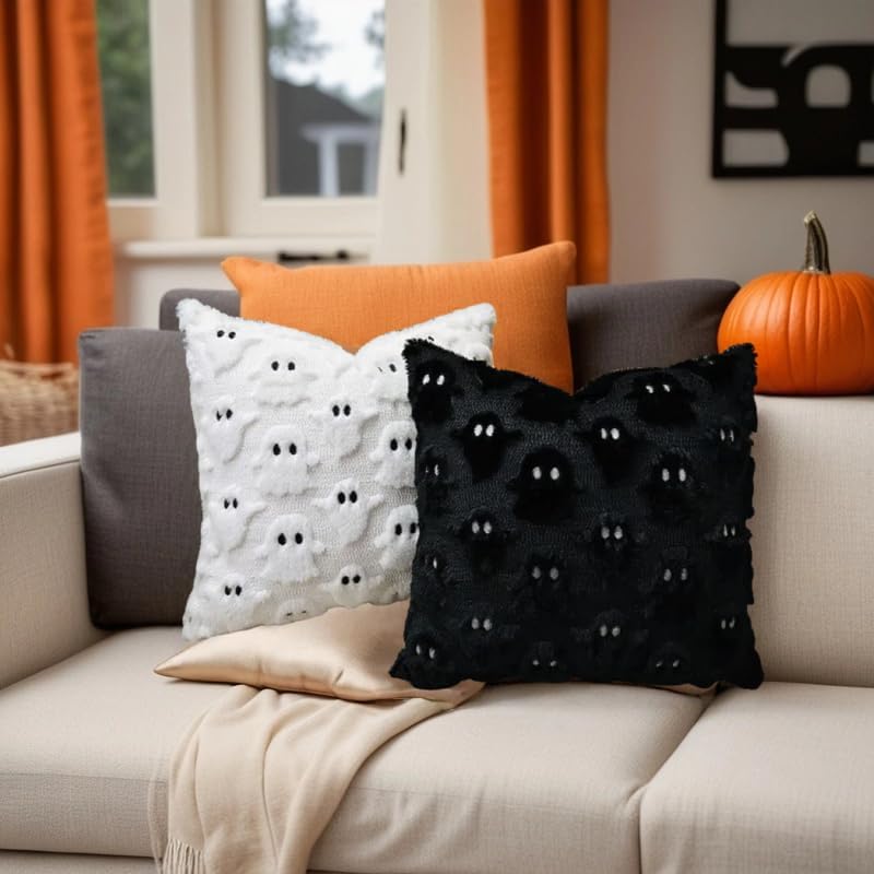 商品图片 10 | B0FPKDVRD8 | Halloween Ghost Pillow Cover 18x18 Inch Throw Pillow Covers, Cute Spooky Decor for Couch Bed Sofa Indoor Ghost Decorations