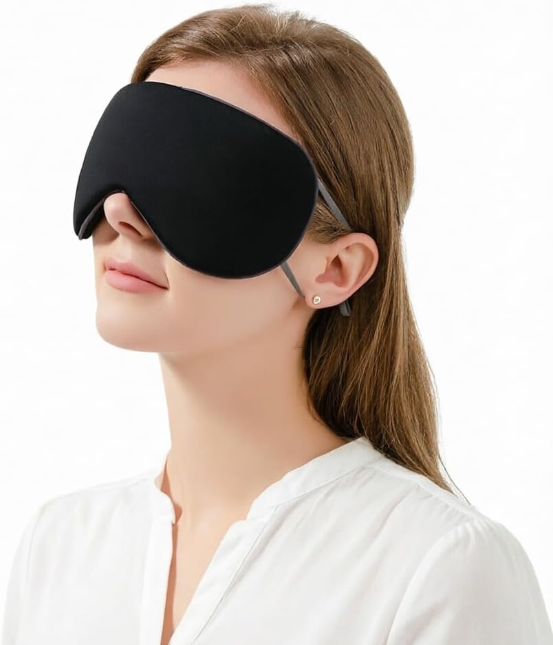 Black Ice Silk|black Mesh | B0GV222FY2 | Sleep Eye Mask for Women Men, Light Blocking Cooling Silk/Warm Mesh Soft Breathable Eye Covers with Adjustable Elastic Strap