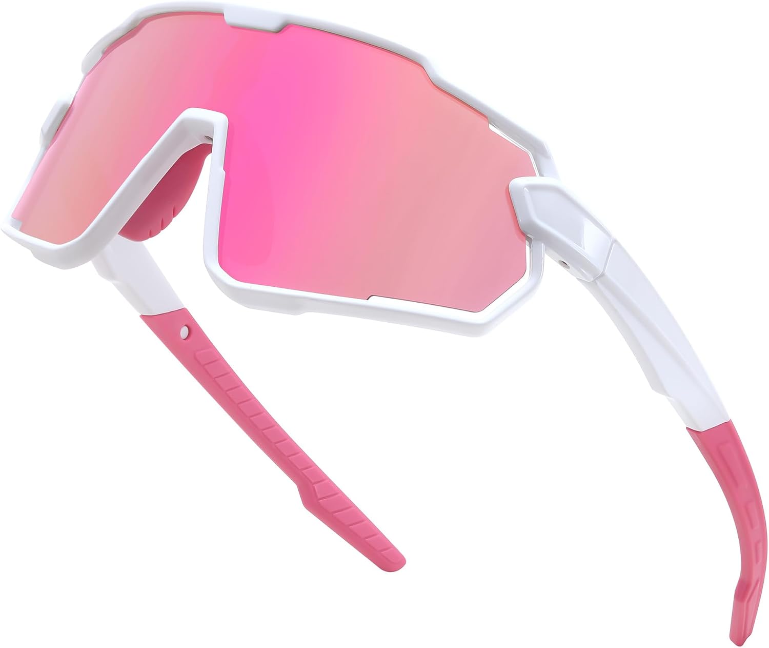 White Frame Pink Mirrored Lens / Small | B0D6Y58RSF | FEISEDY Kids Teens Baseball Polarized Sunglasses Lightweight Frame UV400 Sports Cycling Shades for Boys Girls B0190