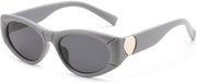 Grey Frame & Grey Lens / 54 Millimeters | B0DHWW8R4V | FEISEDY Retro Oval Sunglasses UV400 Protection Retro Y2K Sunglasses B0234