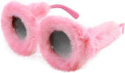 Pink Round 2889 / 70 Millimeters | B09SHBM6TC | FEISEDY Sunglasses Women Plush Fuzzy Soft Velvet Party Masquerade B2877