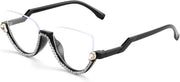 Black / 52 Millimeters | B0BK84HWH8 | FEISEDY Women Blue Light Blocking Glasses Fashion Half Frame Cat Eye Glasses Inlaid Diamond Anti Eyestrain B2995