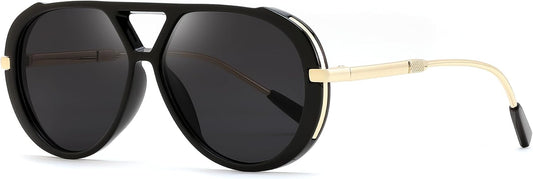 Black Frame Grey Lens / 53 Millimeters | B0GJZJKD6Q | FEISEDY Retro Aviator Sunglasses for Women Men Vintage Trendy Metal 70s Aviators Sun Glasses B0405