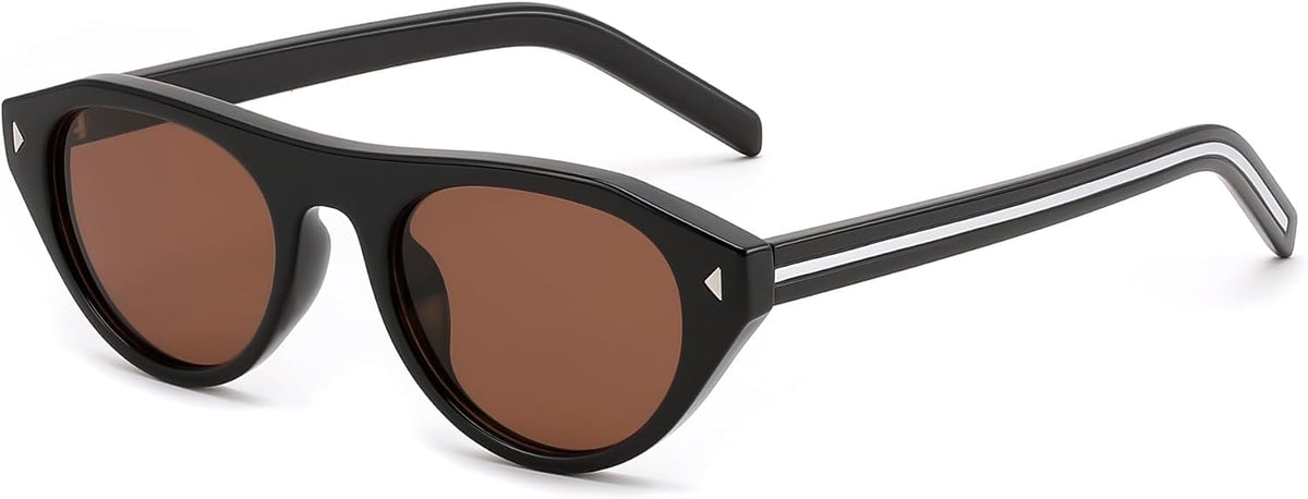 Black/Brown / 51 Millimeters | B0GSYPZ7QD | FEISEDY Retro Oval Cat Eye Sunglasses for Women Men B0411