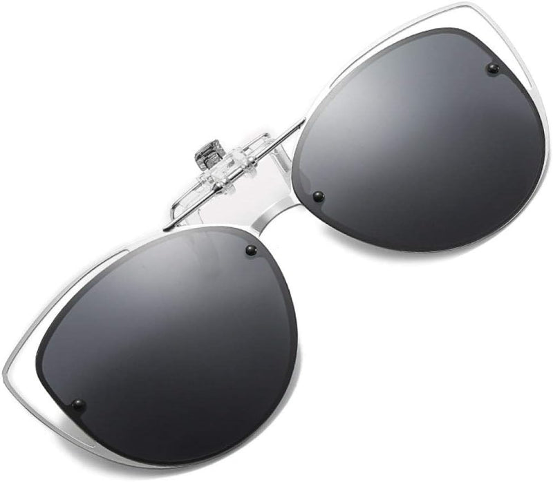 Black / 57 Millimeters | B08JBZ13MB | FEISEDY Polarized Cat Eye Flip Up Clips On Sunglasses Women Men B2670