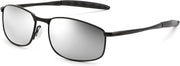 Black/Sliver / 58 Millimeters | B0GLFMLP4P | FEISEDY Rectangle Polarized Square Sunglasses for Men Women B2444