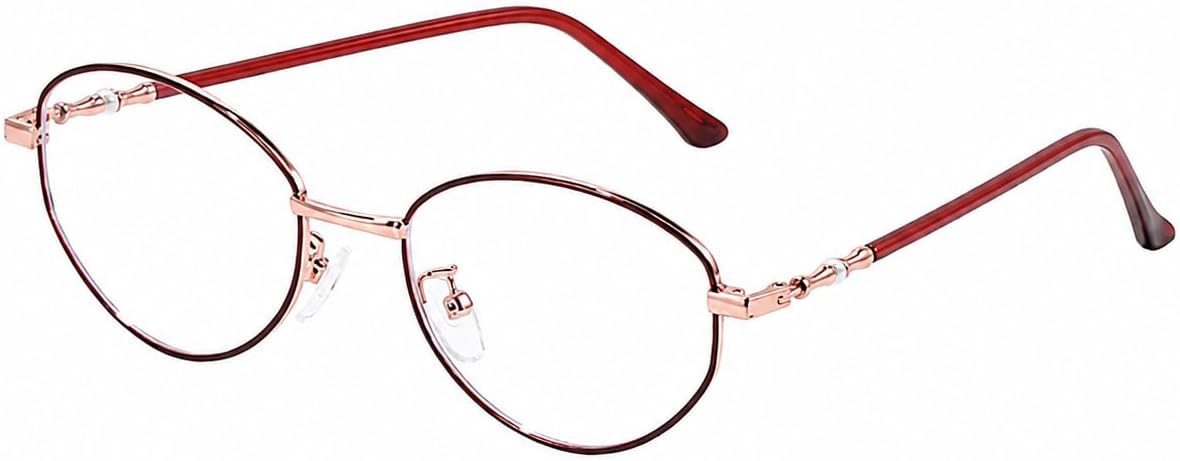 [FEISEDY] 老眼鏡 おしゃれ 上品 レディース +1.00～+3.00 ラウンド シニアグラス 滑り止め リーディンググラス ブルーライトカット 単焦点 小さめ 軽量 ランニング ケース付き 読書 B1794