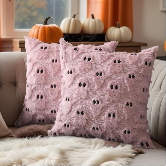 商品图片 2 | B0FPKDVRD8 | Halloween Ghost Pillow Cover 18x18 Inch Throw Pillow Covers, Cute Spooky Decor for Couch Bed Sofa Indoor Ghost Decorations