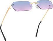 Blue/Pink / 55 Millimeters | B0B6TVM75S | FEISEDY Rimless Sunglasses Y2K Retro Small Narrow Rectangle Shades B2643