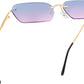 Blue/Pink / 55 Millimeters | B0B6TVM75S | FEISEDY Rimless Sunglasses Y2K Retro Small Narrow Rectangle Shades B2643