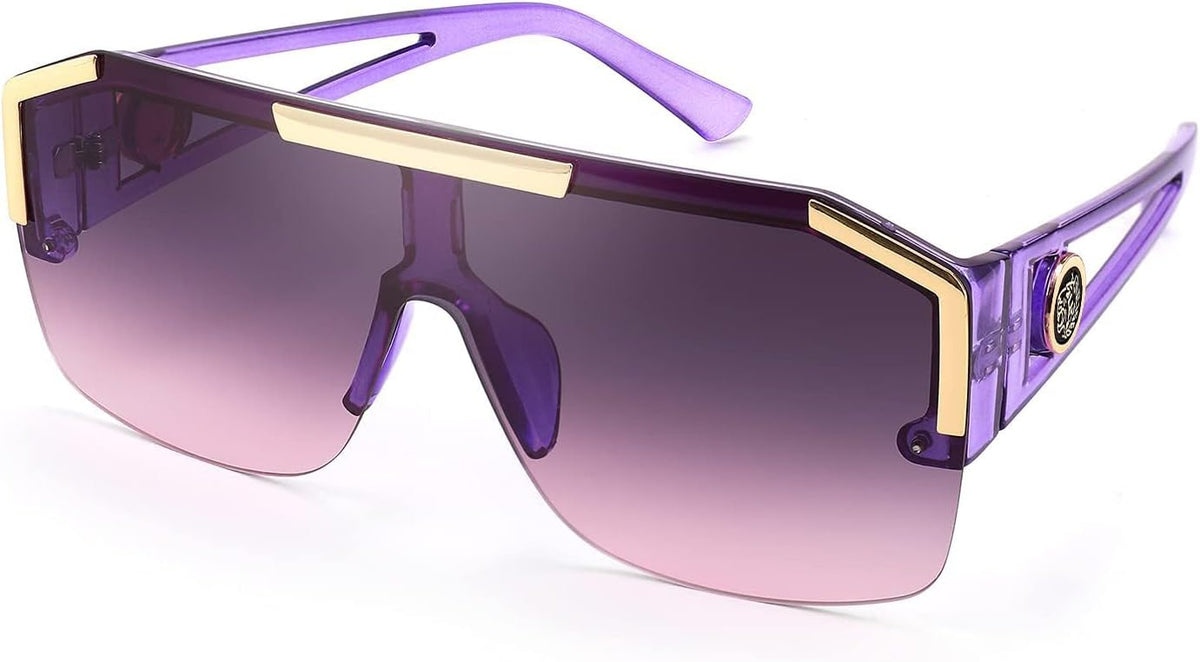 Crystal Violet / 73 Millimeters | B099PF4XY1 | FEISEDY Square Oversized Sunglasses for Men Women Flat Top B2765