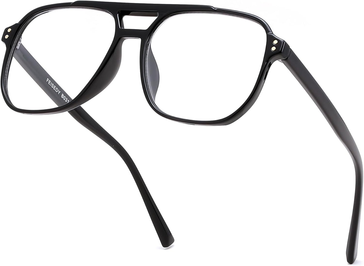 商品图片 9 | B0FWXP3HKW | FEISEDY Fashion Aviator Blue Light Reading Glasses for Woman Men B0318 | Square Pilot Computer Glasses, Anti Eyestrain Glare Readers