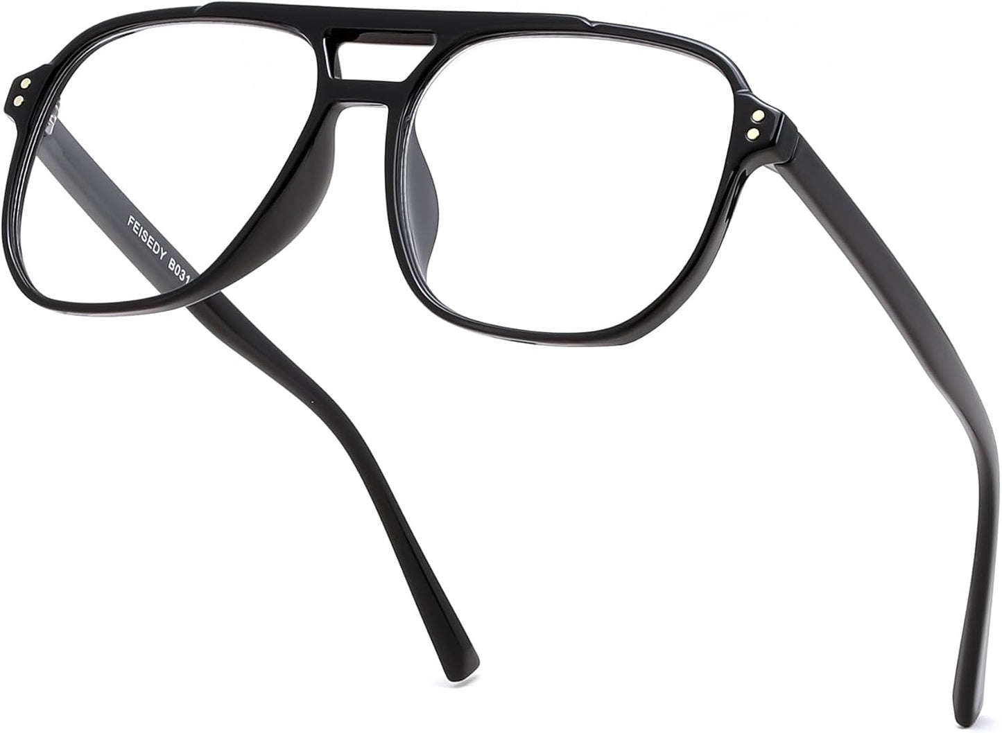 商品图片 9 | B0FWXP3HKW | FEISEDY Fashion Aviator Blue Light Reading Glasses for Woman Men B0318 | Square Pilot Computer Glasses, Anti Eyestrain Glare Readers