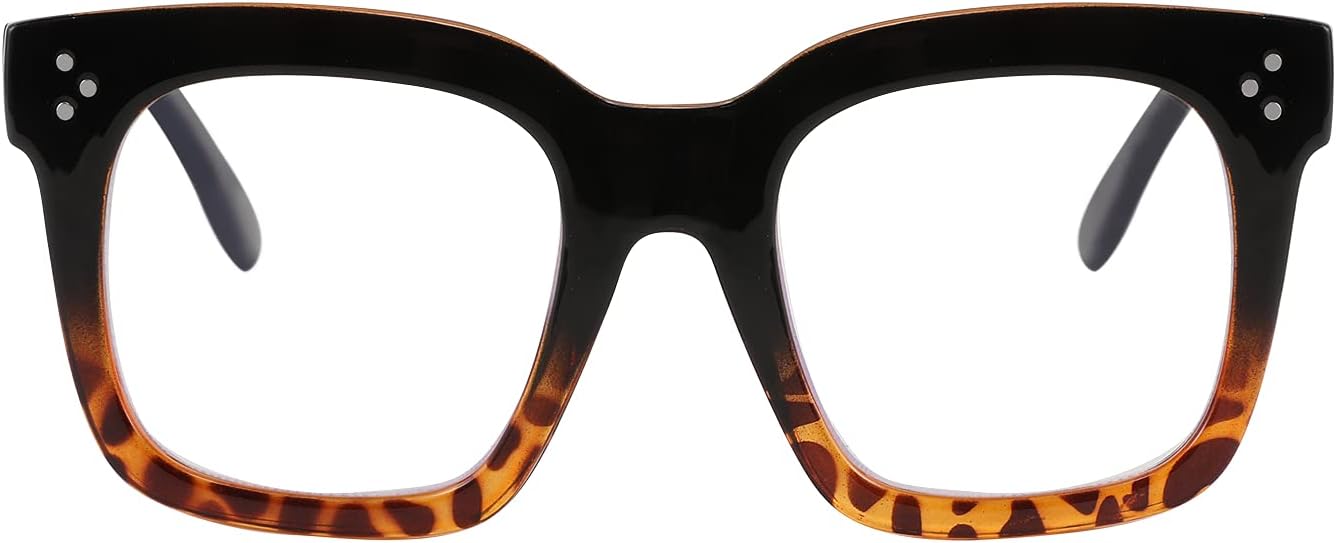 Black Gradient Leopard Frame / 1.5 x | B08ZMQFL1V | FEISEDY Blue Light Blocking Reading Glasses Oversized Readers Designer Luxury Square Eyewear Frame B2695FR