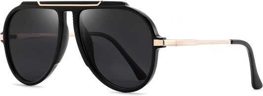 Black/Black / 57 Millimeters | B0GS9TX5LH | FEISEDY Retro Oversized Aviator Sunglasses for Women Men 70s Vintage Gold Metal Pilot Shades UV400 B0403