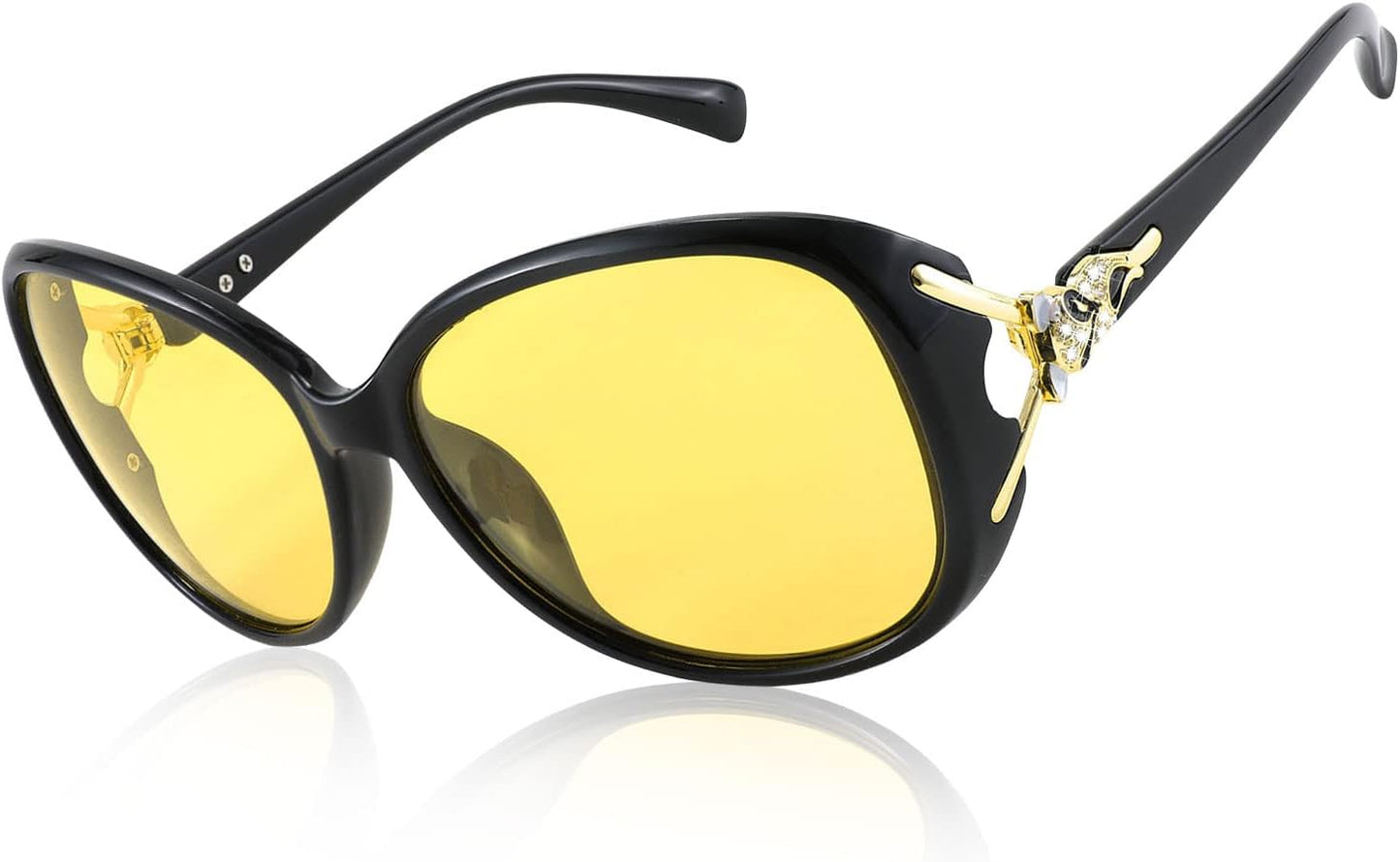 Black Yellow Lens / 58 Millimeters | B09VSQ17TJ | FEISEDY Oversized Polarized Sunglasses Women Men Large Shades B2730