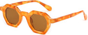 003 - Yellow Leopard / 50 Millimeters | B0CSJQ26W8 | FEISEDY Octagon Sunglasses for Women - Thick Frame Fashion Rectangle Sun Glasses - Summer UV400 Protection