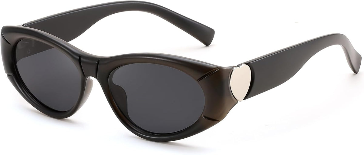 Black Frame & Grey Lens / 54 Millimeters | B0DHWVFXXY | FEISEDY Retro Oval Sunglasses UV400 Protection Retro Y2K Sunglasses B0234
