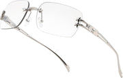 Light Grey Gradient Clear / 61 Millimeters | B0GX5ZMQPY | FEISEDY Retro Rimless Rectangle Y2K Tinted Sunglasses for Women Men B0423