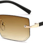 Gradient Tea Brown / 55 Millimeters | B0GVSFGHX8 | FEISEDY Rimless Sunglasses Y2K Retro Small Narrow Rectangle Shades B2643