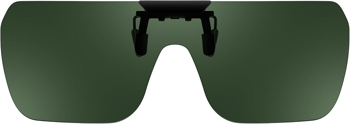 Green / 65 Millimeters | B0FX3MW982 | FEISEDY Clip-on Flip Up Rimless One Piece Sunglasses for Glasses TAC Lenses B0345
