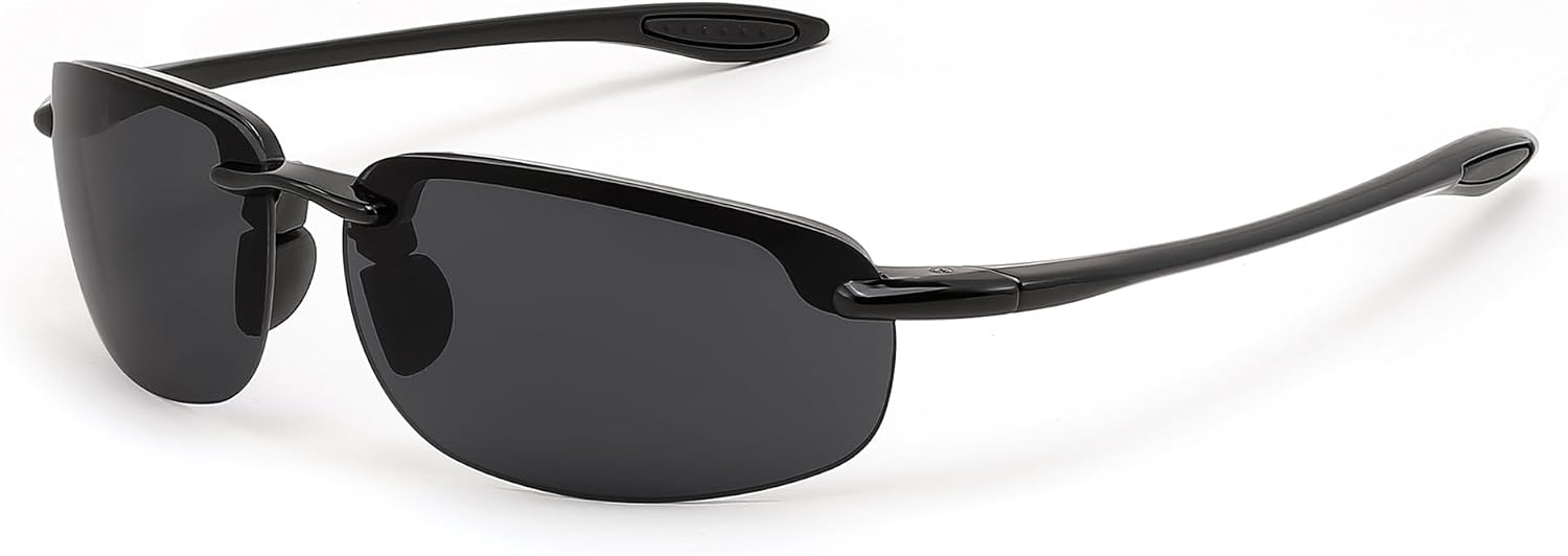 Black / 65 Millimeters | B0FY1KFXRJ | FEISEDY Sports Sunglasses for Men Women TR90 Rimless Frame for Running Fishing Driving B0349