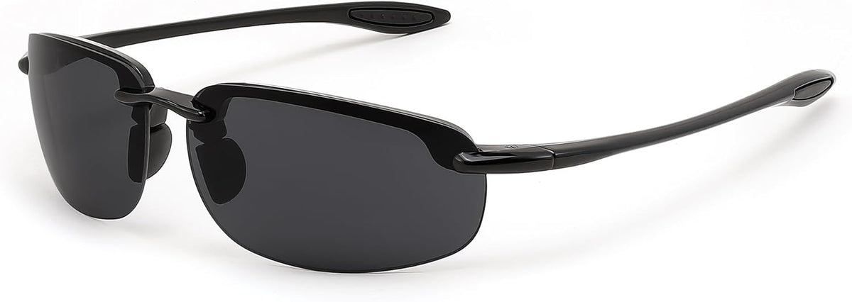 FEISEDY Sports Sunglasses for Men Women TR90 Rimless Frame for Running Fishing Driving B0349 | BLACK Series - Black