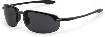 FEISEDY Sports Sunglasses for Men Women TR90 Rimless Frame for Running Fishing Driving B0349 | BLACK Series - Black