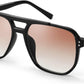 002 Black Frame/Orange Gradient Lens / 57 Millimeters | B09J822SX6 | FEISEDY Retro Square Aviator Sunglasses Women Men 70s Vintage Trendy Plastic Frame Sun Glasses B2835