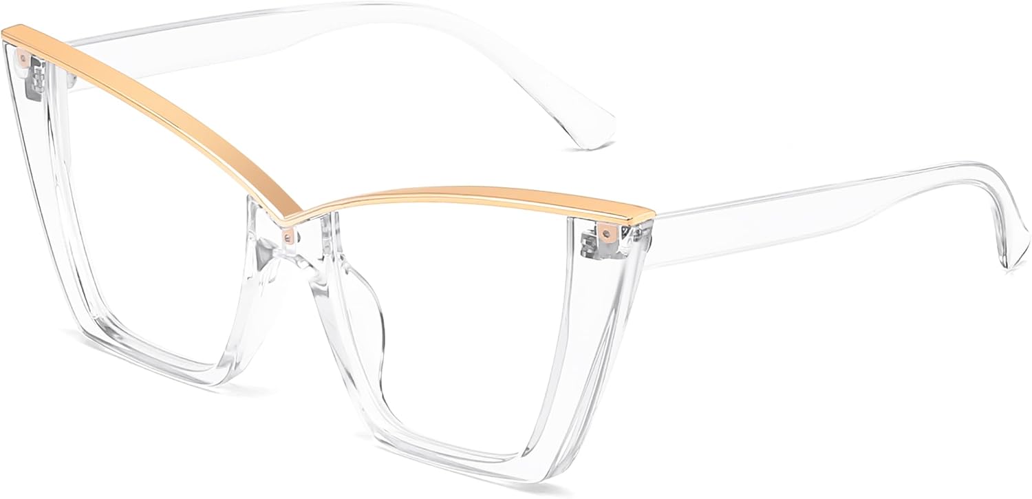 商品图片 53 | B0DGX4KTLX | FEISEDY Fashion Cat Eye Blue Light Blocking Glasses for Women Fake Retro Eyeglasses Oversized Stylish Eyewear Frame B0240