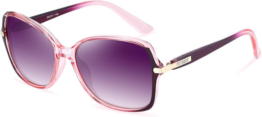 FEISEDY Womens Polarized Sunglasses UV400 Anti Glare Fashion Shades | Trendy Elegant Colored Frame for Ladies, for Driving Travel Shopping B2760 | RED Series - Gradual Purple Pink Frame & Gradual Purple Lens