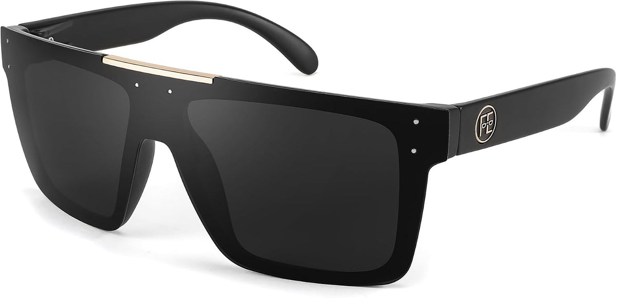 Polarized Gray Lenses With Black Temples 001 / 72 Millimeters | B0BZ4P8L94 | FEISEDY Polarized Sunglasses for Men, Z87 Oversized Square Flat Top B2990