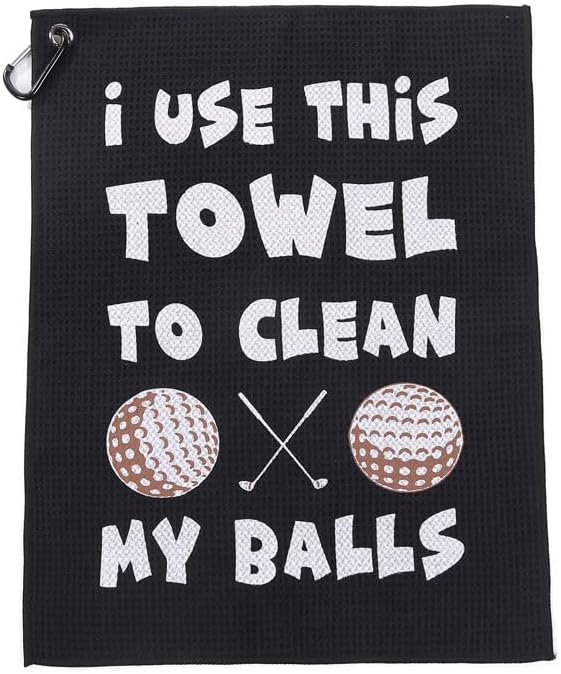 Black | B0FDWG5Q3S | Golf Towel Microfiber with Clip, Funny Cleaning Cloth for Golf Balls & Clubs, Gift for Men, Golfers, Dad