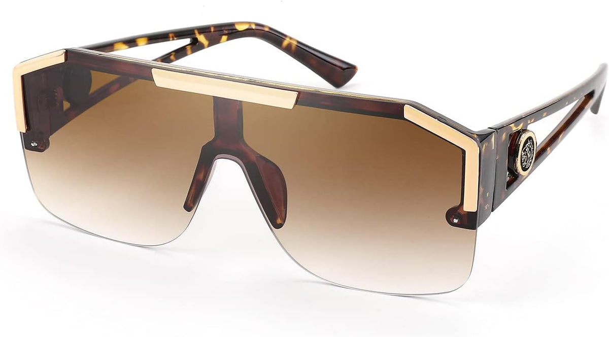 Leoperd / 73 Millimeters | B092DKYZYJ | FEISEDY Square Oversized Sunglasses for Men Women Flat Top B2765