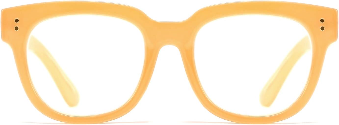 商品图片 17 | B0DBQFZT73 | FEISEDY Retro Square Thick Big Frame Blue Light Blocking Reading Glasses Anti Glare Digital Eyestrain Reader B2523