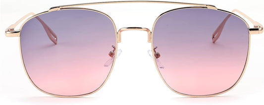004 Gold Frame/Gray Pink Lens / 58 Millimeters | B0B67SDP94 | FEISEDY Oversized Round Sunglasses Women Men Trendy Vintage Square Gold Metal Sunglasses B2947