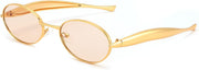 Gold/Champagne / 55 Millimeters | B0FH49ZJ1H | FEISEDY Retro Oval Sunglasses Women Men - Gold Metal Chunky Frame, UV400 for Driving & Daily Wear B0312