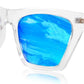 Clear Frame/Blue Mirrored Lenses / 55 Millimeters | B08R8QW19X | FEISEDY Vintage Polarized Square Cat Eye Sunglasses Women Trendy Fashion Cateye Polarized Sunglasses B2692