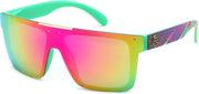 Purple and Green Mirrors Lens / 72 Millimeters | B0DPMDFCQ8 | FEISEDY Polarized Sunglasses for Men, Z87 Oversized Square Flat Top B2990