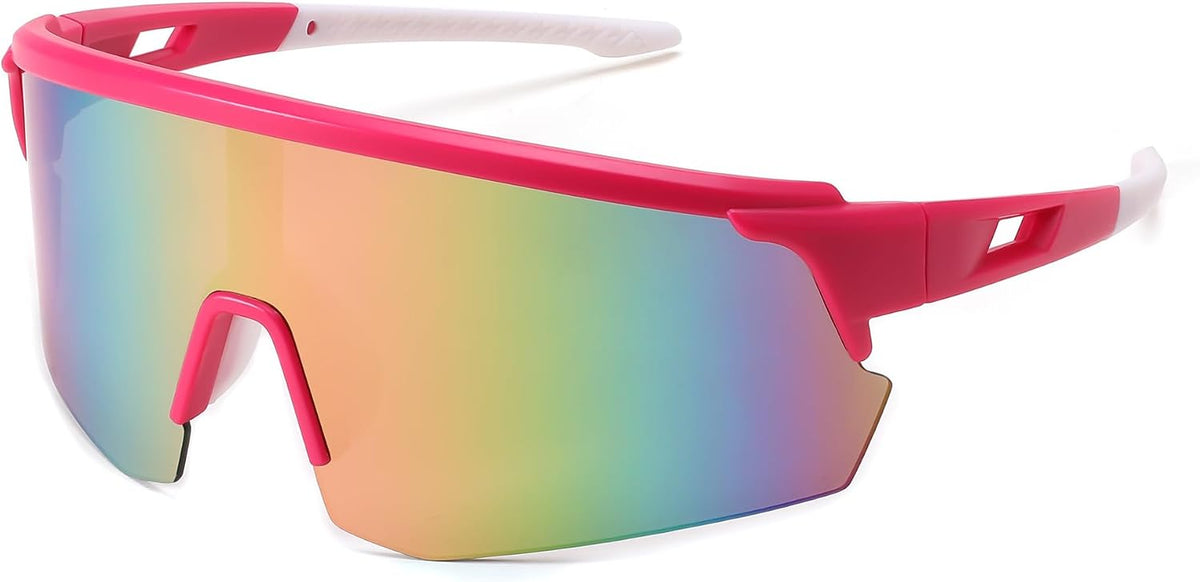 Pink Frame & Pink Mirror Lens / 70 Millimeters | B0CSDD4WP2 | FEISEDY Cycling Sunglasses for Men Women, Sports Glasses for Youth Running Baseball Shades UV400 Protection B0108