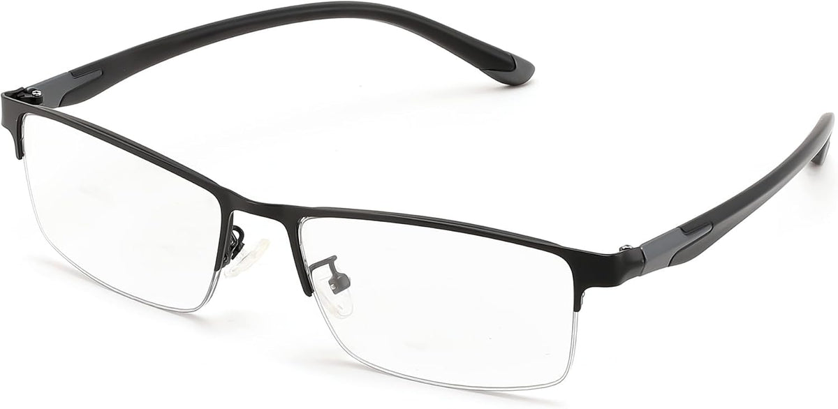 Black / Rectangular / 1.5 x | B0HBWV2XB3 | FEISEDY Rectangle Blue Light Blocking Reading Glasses Half Frame B0462