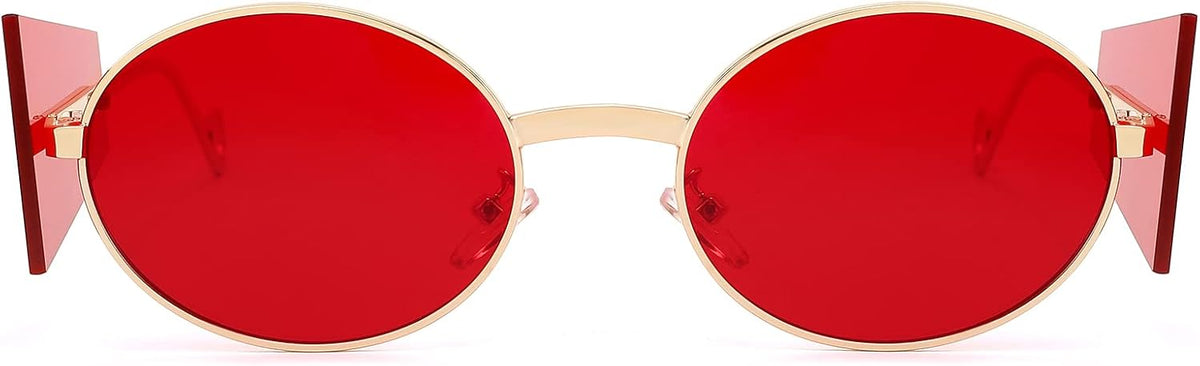 ÉÌƷͼƬ 2 | B09J2PH4YP | FEISEDY Women Men Futurisitc Hipster Round Sunglasses Polygon Trapezoid Side Shields Delicate Metal Frame B2825