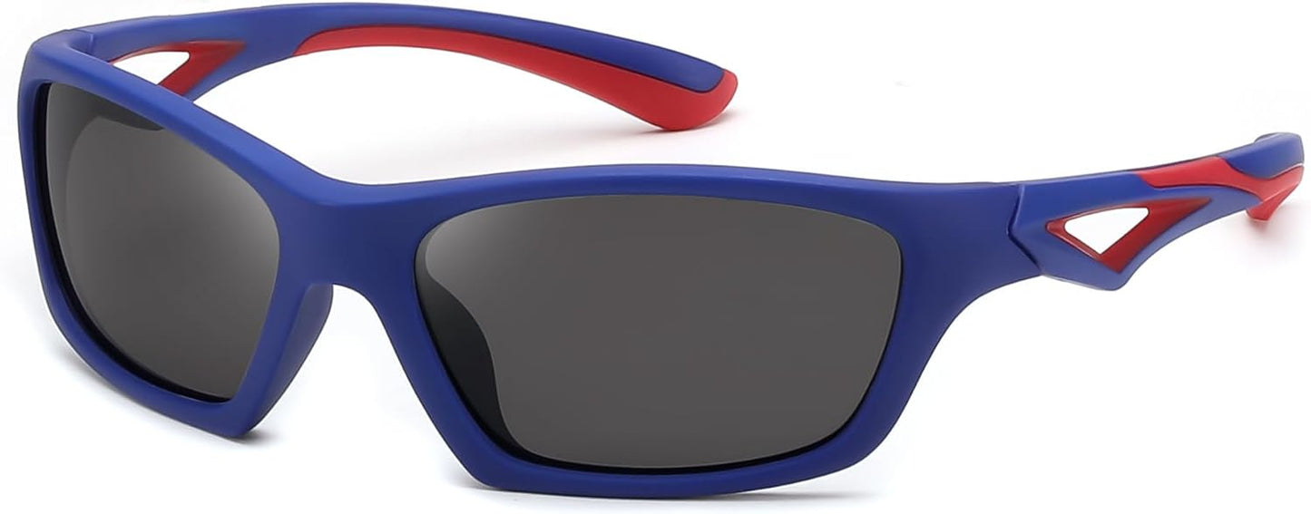 Blue Frame Grey Lens / Medium | B0D1GDJ86D | FEISEDY Kids Polarized Sunglasses TR90 Sports Cycling Glasses UV400 for Boys Girls Age 3-10 B0160