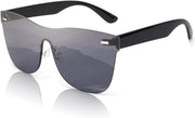 Grey / 64 Millimeters | B08DY2NLQX | FEISEDY Mirrored Rimless Sunglasses One Piece Lens Reflective Sunglasses for Women Men B2647