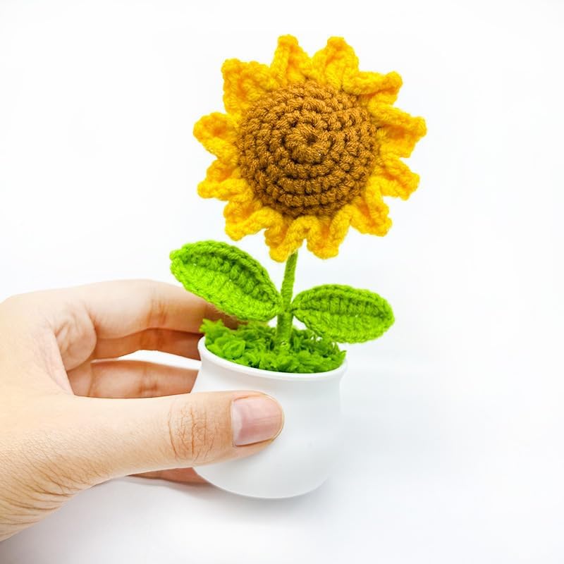 商品图片 6 | B0DS541YYX | Artificial Sunflower Crochet Flowers for Office Desk Decor, Funny Gifts for Women Party Decorations