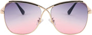 Golden Frame & Gradual Grey-pink Lens / 58 Millimeters | B08SHN39K9 | FEISEDY Womens Cute Sunglasses Oversized Butterfly X Shape Design Cateye Lady Sunglasses B2738