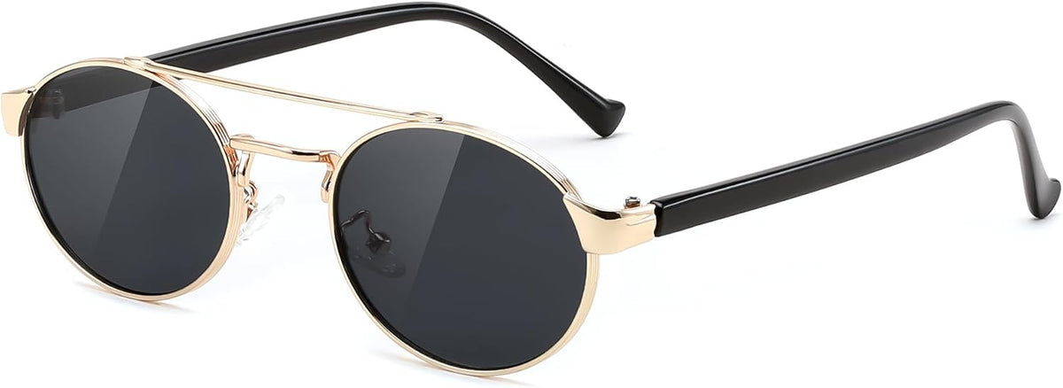 Black/Black / 52 Millimeters | B0DRYKH1MV | FEISEDY Classic Trendy Oval Sunglasses Women Men Cute Small Shade Metal Frame Sunnies B0264