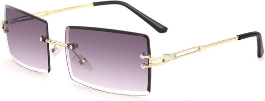 01 Gradual Grey / 60 Millimeters | B08H4G746Q | FEISEDY Vintage Rimless Sunglasses Rectangle Frameless Candy Color Glasses Women Men B2642
